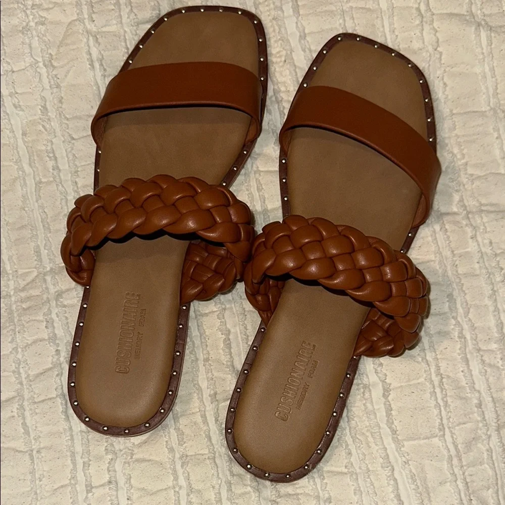 Brown Braided Slide Sandals - Picture 1 of 4